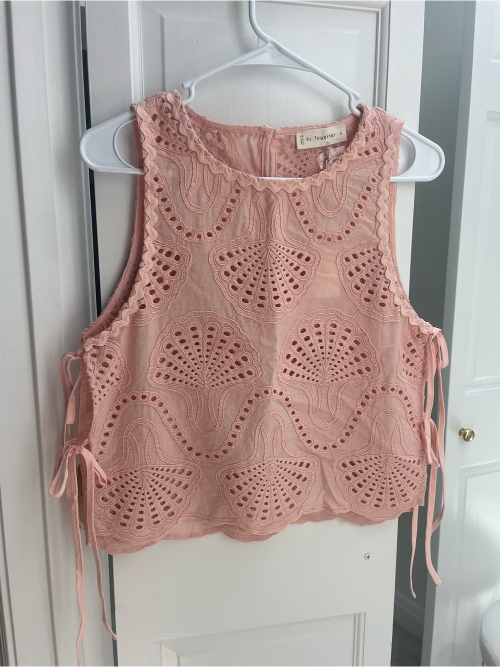 By Together Blush Pink Eyelet Lace Tank with Side Ties
